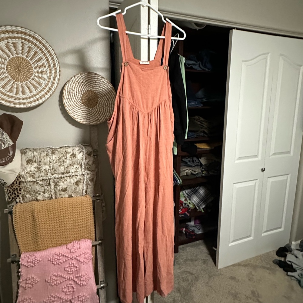 Kori Rust Coral Sleeveless Linen-Blend Top